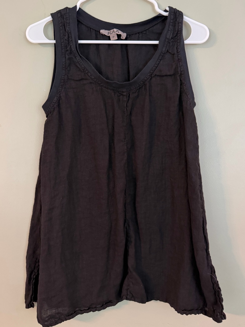 Flax PETITE XS (sz 4-6) Black Linen Sleeveless Scoop-Neck Tunic tank top. NWOT 😍